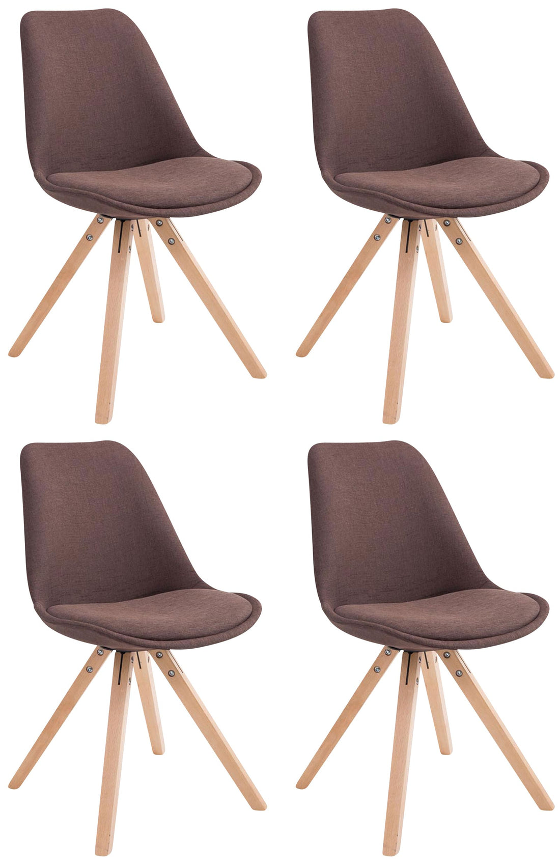 Set van 4 Stoffen Bezoekersstoelen - Gaststoelen - Uitstekend Zitcomfort Kleur blauw Onderstel Kleur natuur