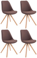 Set van 4 Stoffen Bezoekersstoelen - Gaststoelen - Uitstekend Zitcomfort Kleur bruin Onderstel Kleur natuur