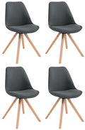 Set van 4 Stoffen Bezoekersstoelen - Gaststoelen - Uitstekend Zitcomfort Kleur donkergrijs Onderstel Kleur natuur