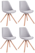 Set van 4 Stoffen Bezoekersstoelen - Gaststoelen - Uitstekend Zitcomfort Kleur grijs Onderstel Kleur natuur