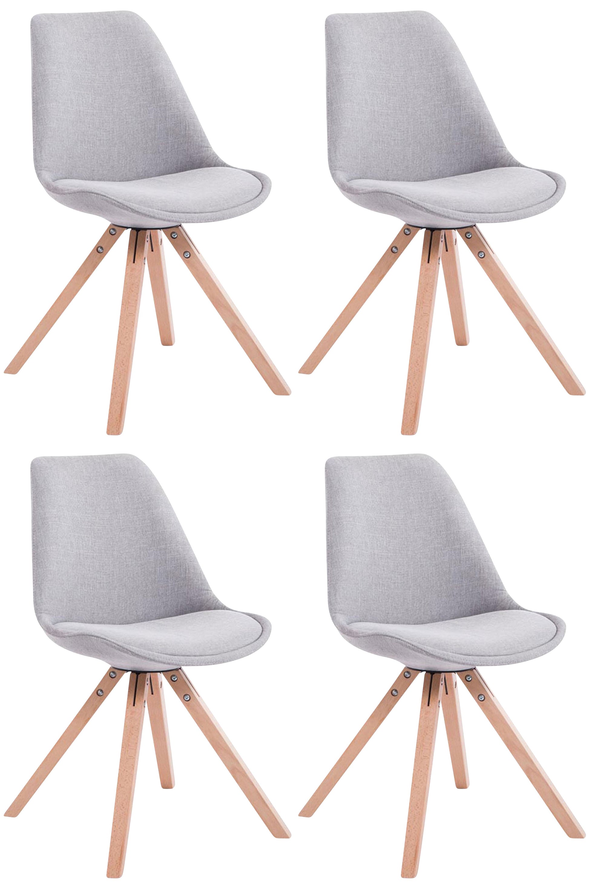 Set van 4 Stoffen Bezoekersstoelen - Gaststoelen - Uitstekend Zitcomfort Kleur grijs Onderstel Kleur natuur