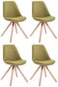 Set van 4 Stoffen Bezoekersstoelen - Gaststoelen - Uitstekend Zitcomfort Kleur groen Onderstel Kleur natuur