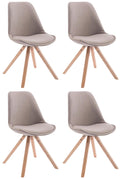 Set van 4 Stoffen Bezoekersstoelen - Gaststoelen - Uitstekend Zitcomfort Kleur taupe Onderstel Kleur natuur