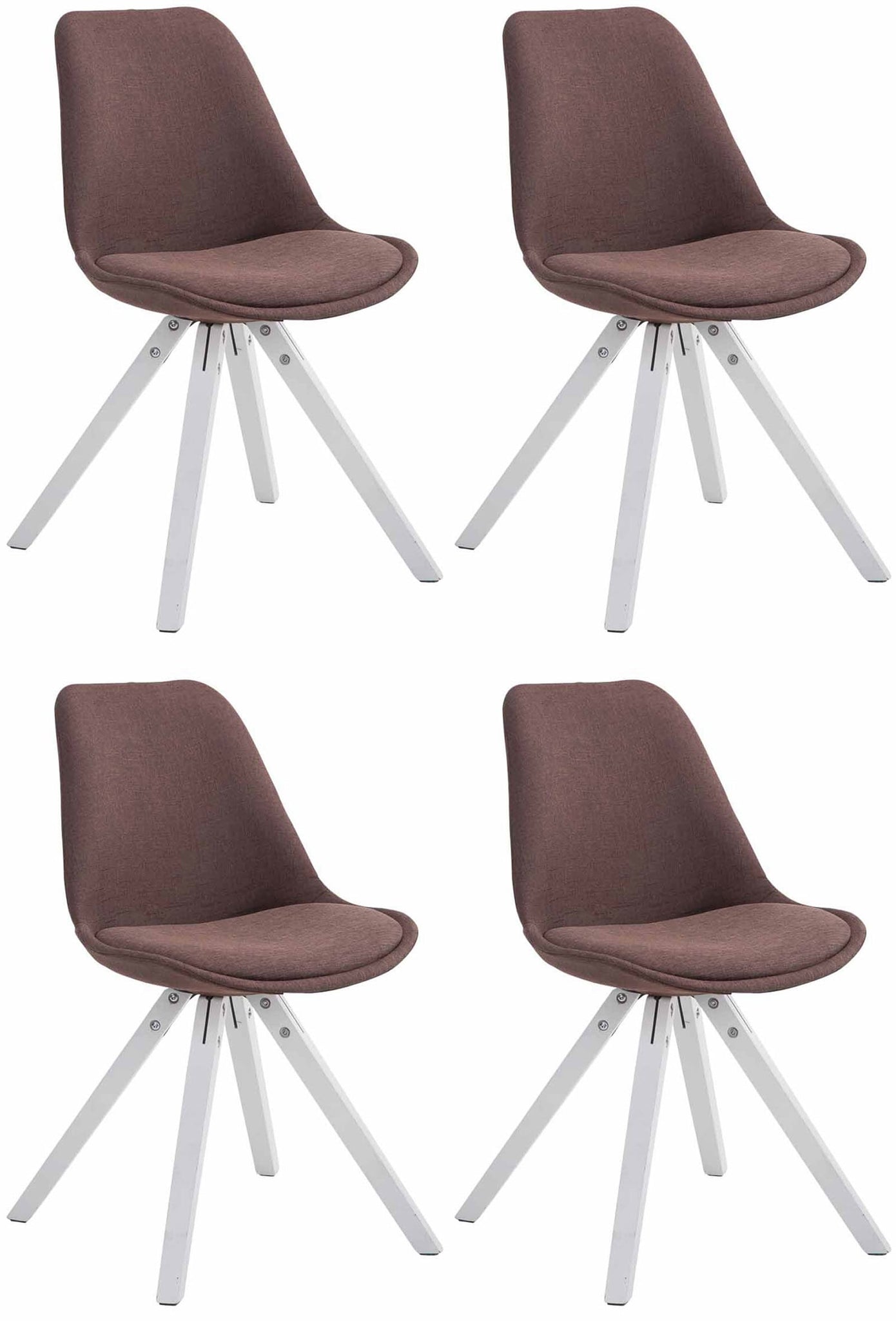 Set van 4 Stoffen Eetkamerstoelen - Luxe Zithoogte - Houten Onderstel Kleur bruin