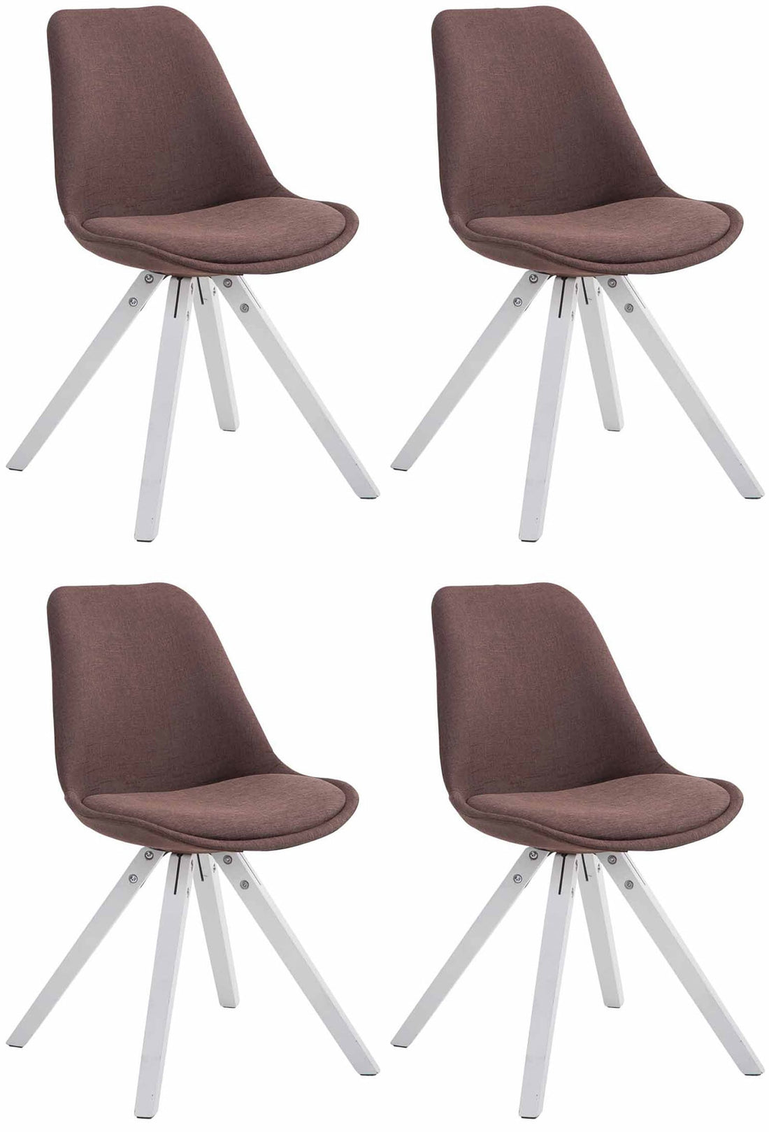 Set van 4 Stoffen Eetkamerstoelen - Luxe Zithoogte - Houten Onderstel Kleur bruin