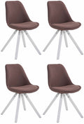 Set van 4 Stoffen Eetkamerstoelen - Luxe Zithoogte - Houten Onderstel Kleur bruin