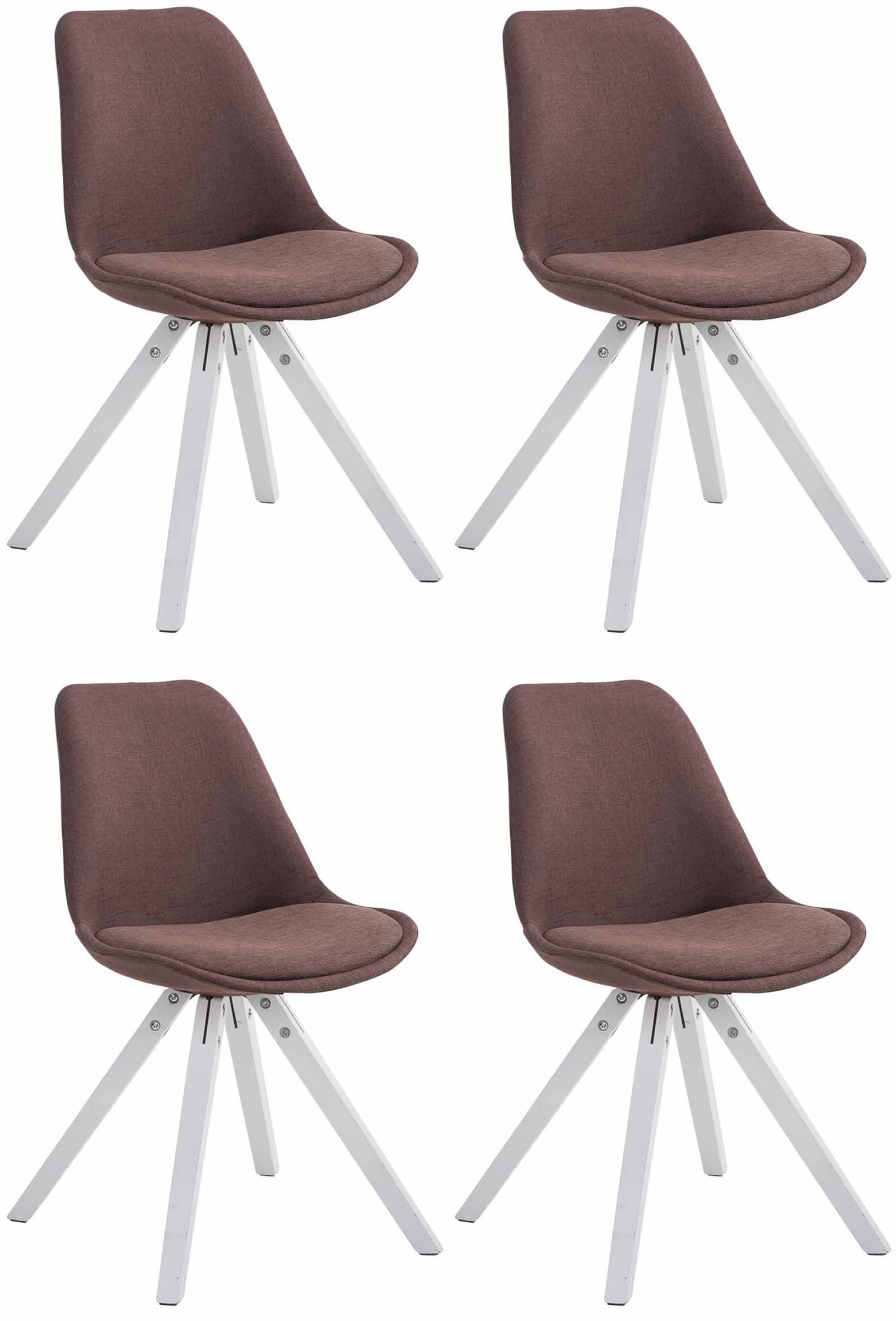 Set van 4 Stoffen Eetkamerstoelen - Luxe Zithoogte - Houten Onderstel Kleur bruin