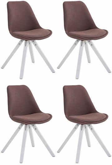 Set van 4 Stoffen Eetkamerstoelen - Luxe Zithoogte - Houten Onderstel Kleur bruin