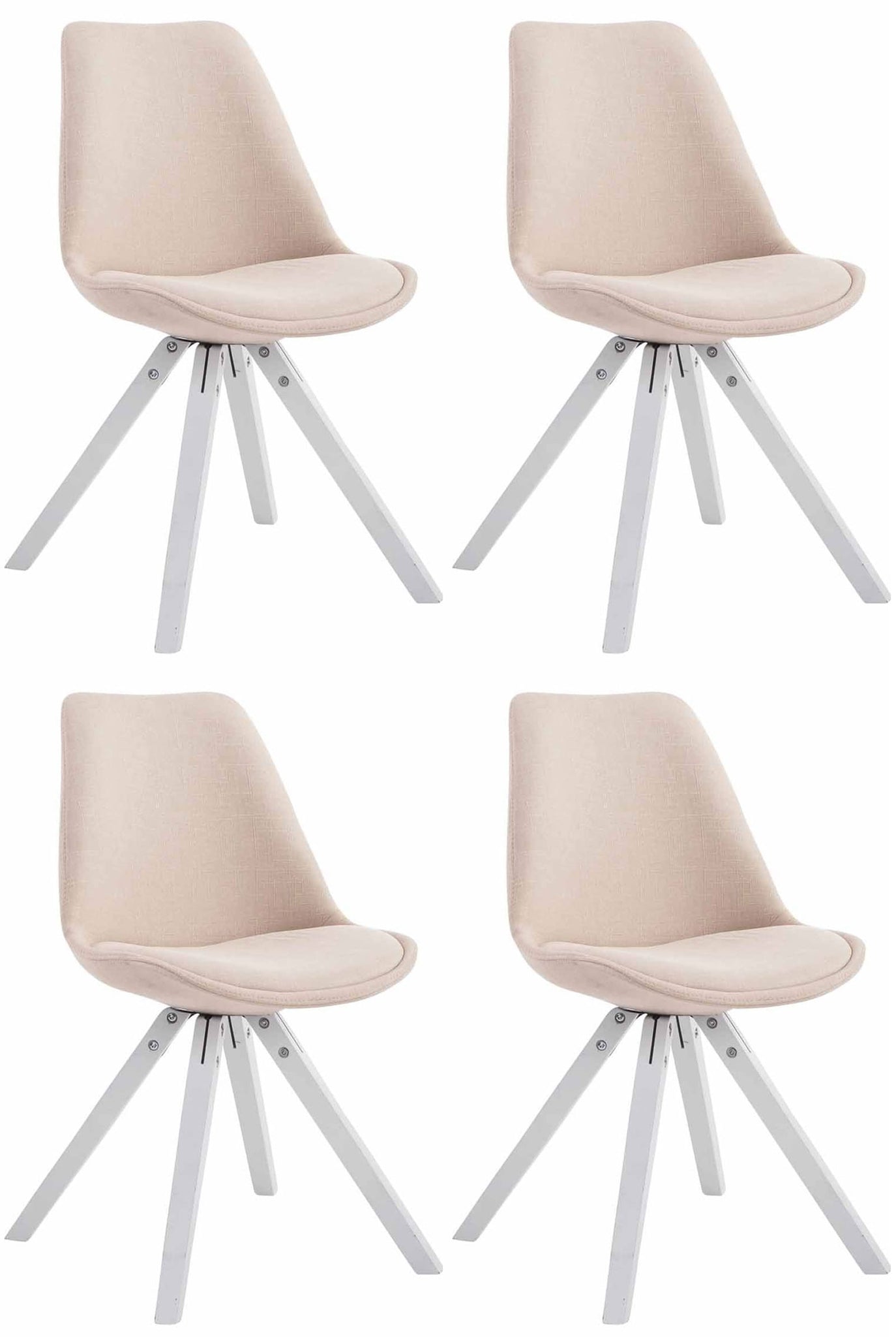 Set van 4 Eetkamerstoelen - Keukenstoelen - Optimale Zitcomfort Kleur crème