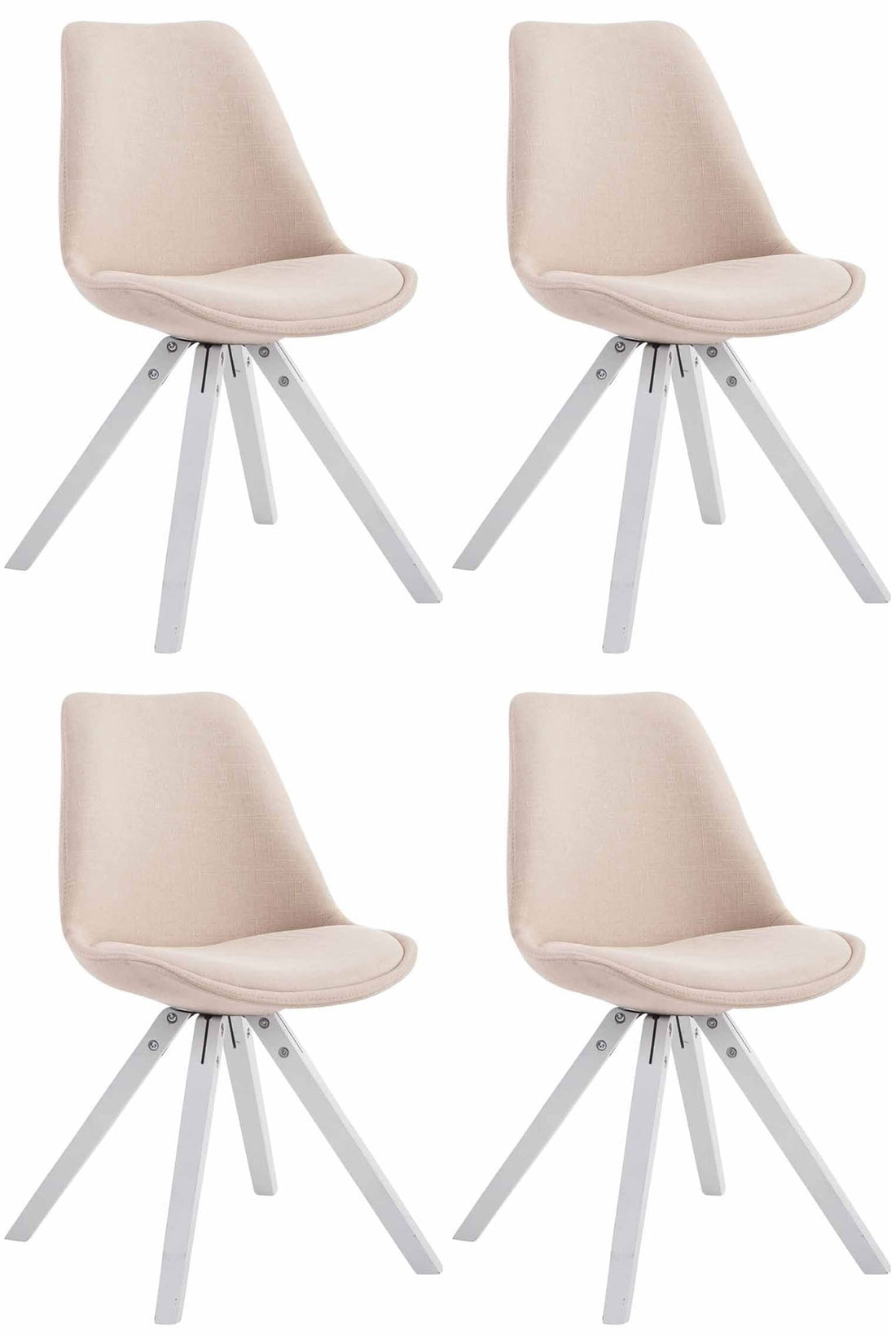 Set van 4 Eetkamerstoelen - Keukenstoelen - Optimale Zitcomfort Kleur crème