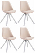 Set van 4 Eetkamerstoelen - Keukenstoelen - Optimale Zitcomfort Kleur crème