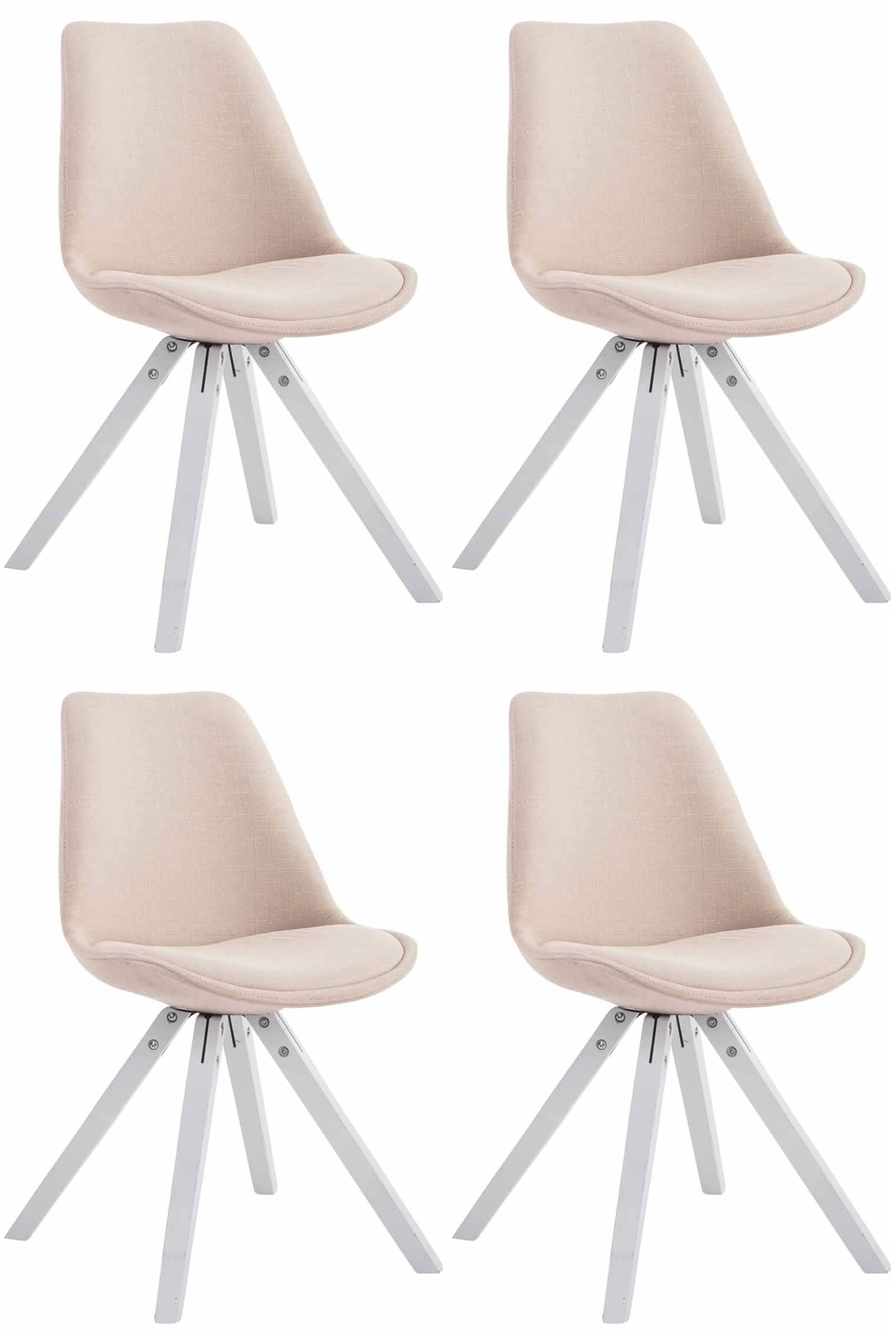 Set van 4 Eetkamerstoelen - Keukenstoelen - Optimale Zitcomfort Kleur crème