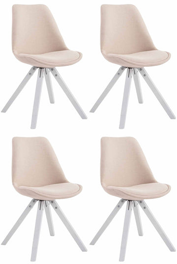 Set van 4 Eetkamerstoelen - Keukenstoelen - Optimale Zitcomfort Kleur crème