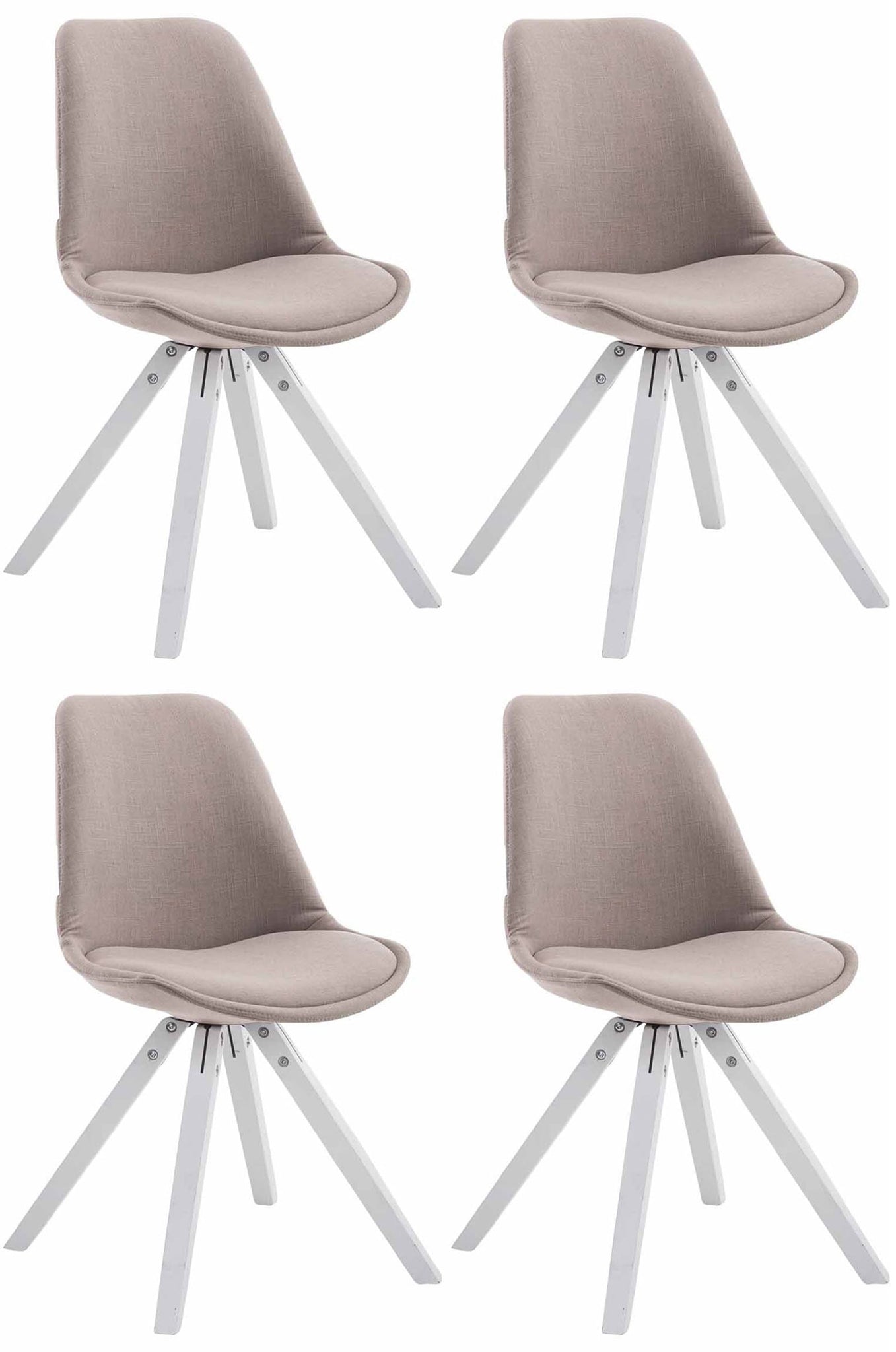 Eetkamerstoelen Set van 4 - Keukenstoelen - Uitstekend Zitcomfort, Hout & Polyester Stof Design Kleur taupe