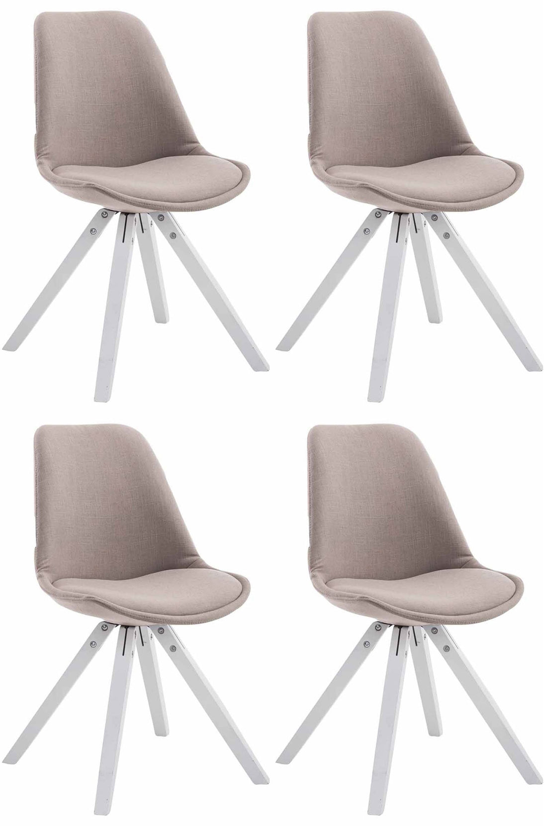 Eetkamerstoelen Set van 4 - Keukenstoelen - Uitstekend Zitcomfort, Hout & Polyester Stof Design Kleur taupe