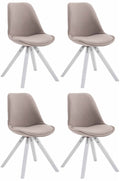 Eetkamerstoelen Set van 4 - Keukenstoelen - Uitstekend Zitcomfort, Hout & Polyester Stof Design Kleur taupe