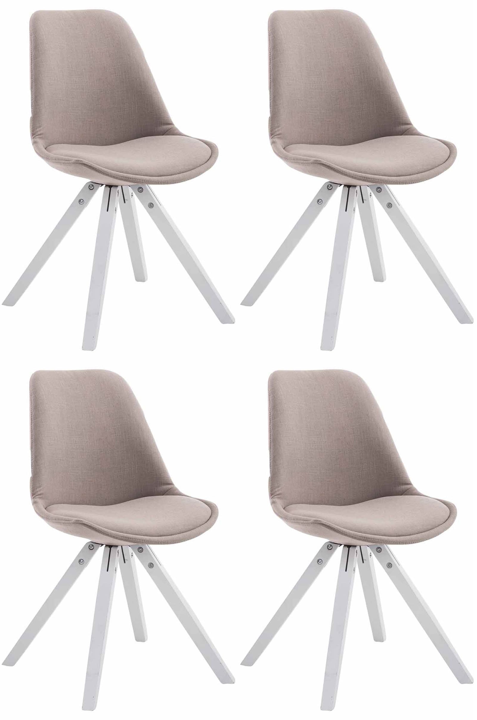 Eetkamerstoelen Set van 4 - Keukenstoelen - Uitstekend Zitcomfort, Hout & Polyester Stof Design Kleur taupe