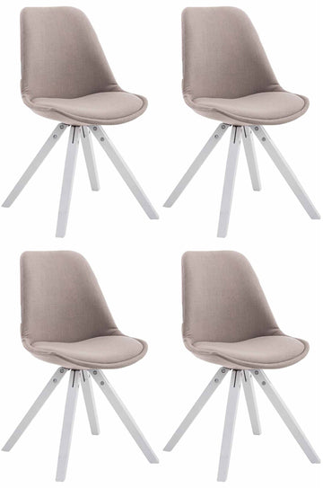 Eetkamerstoelen Set van 4 - Keukenstoelen - Uitstekend Zitcomfort, Hout & Polyester Stof Design Kleur taupe