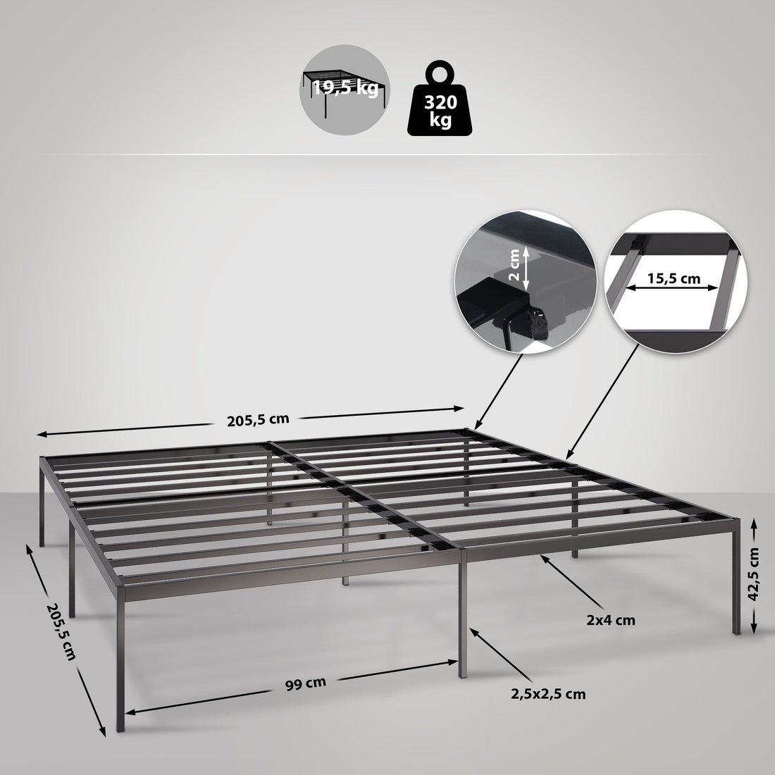 Stijlvol Metalen Bedframe - Modern Design - Duurzaam & Ruime Opbergruimte Kleur zwart