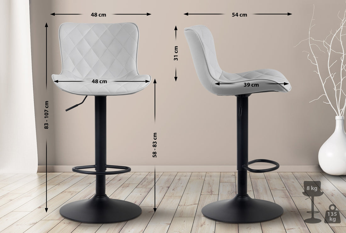 Witte Kunstleren Barkruk - Verstelbare Kruk - Moderne Look & Hoog Comfort Kleur wit