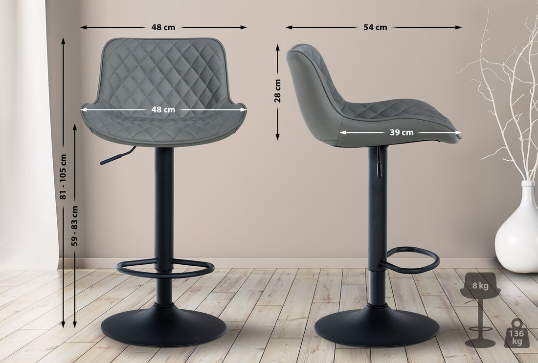 Barkruk Grijs - Kunstleren Kruk - 360° Draaibaarheid voor Optimaal Zitcomfort Kleur grijs