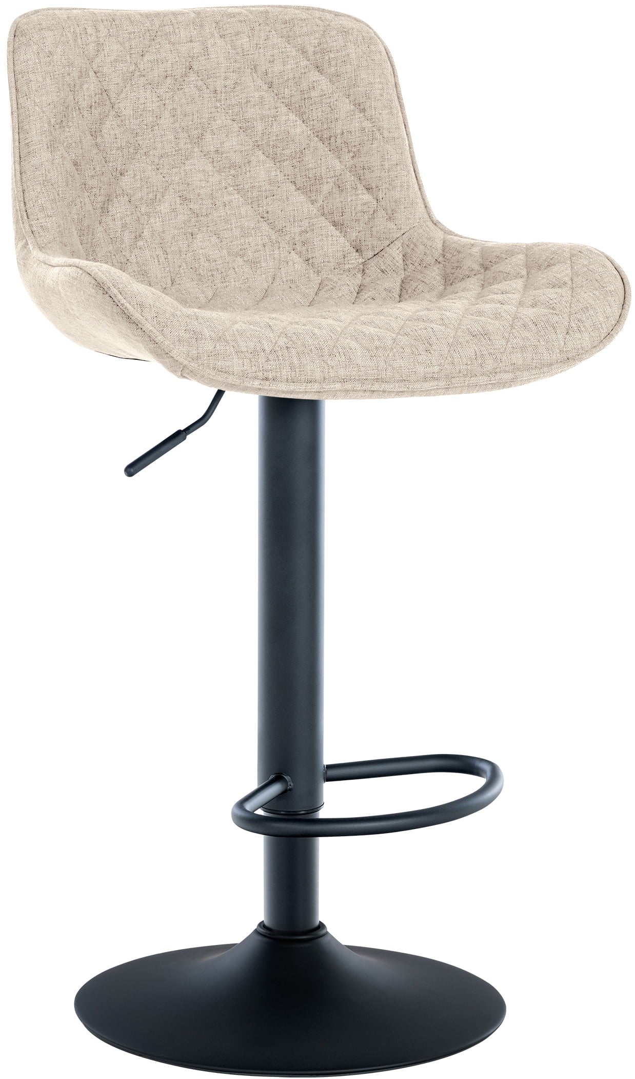 Barkruk met Rugleuning - Hoge Kruk - 360° Draaibaar en Verstelbaar Kleur taupe Materiaal Stof