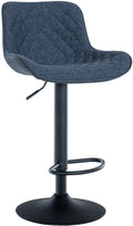 Barkruk met Rugleuning - Hoge Kruk - 360° Draaibaar en Verstelbaar Kleur blauw Materiaal Stof