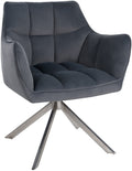 Eetkamerstoel Fluweel - Comfortabele Dining Chair - 90° Draaifunctie, Stijlvolle Aanvulling Kleur donkergrijs