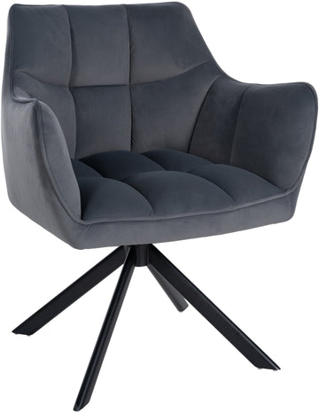 Eetkamerstoel Fluweel - Velvet Stoel - Optimaal Comfort & Draaifunctie Kleur donkergrijs