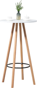 Ronde Hoge Tafel - Bistrotafel - Scandinavisch Ontwerp met Vloervriendelijke Poten Kleur natuurlijk/wit
