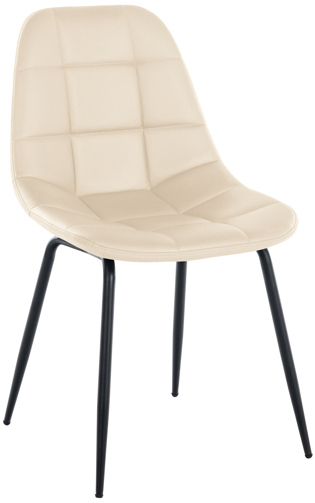 Gestoffeerde Eetkamerstoel - Moderne Stoel - Langdurig Zitcomfort, Metalen Onderstel Kleur crème