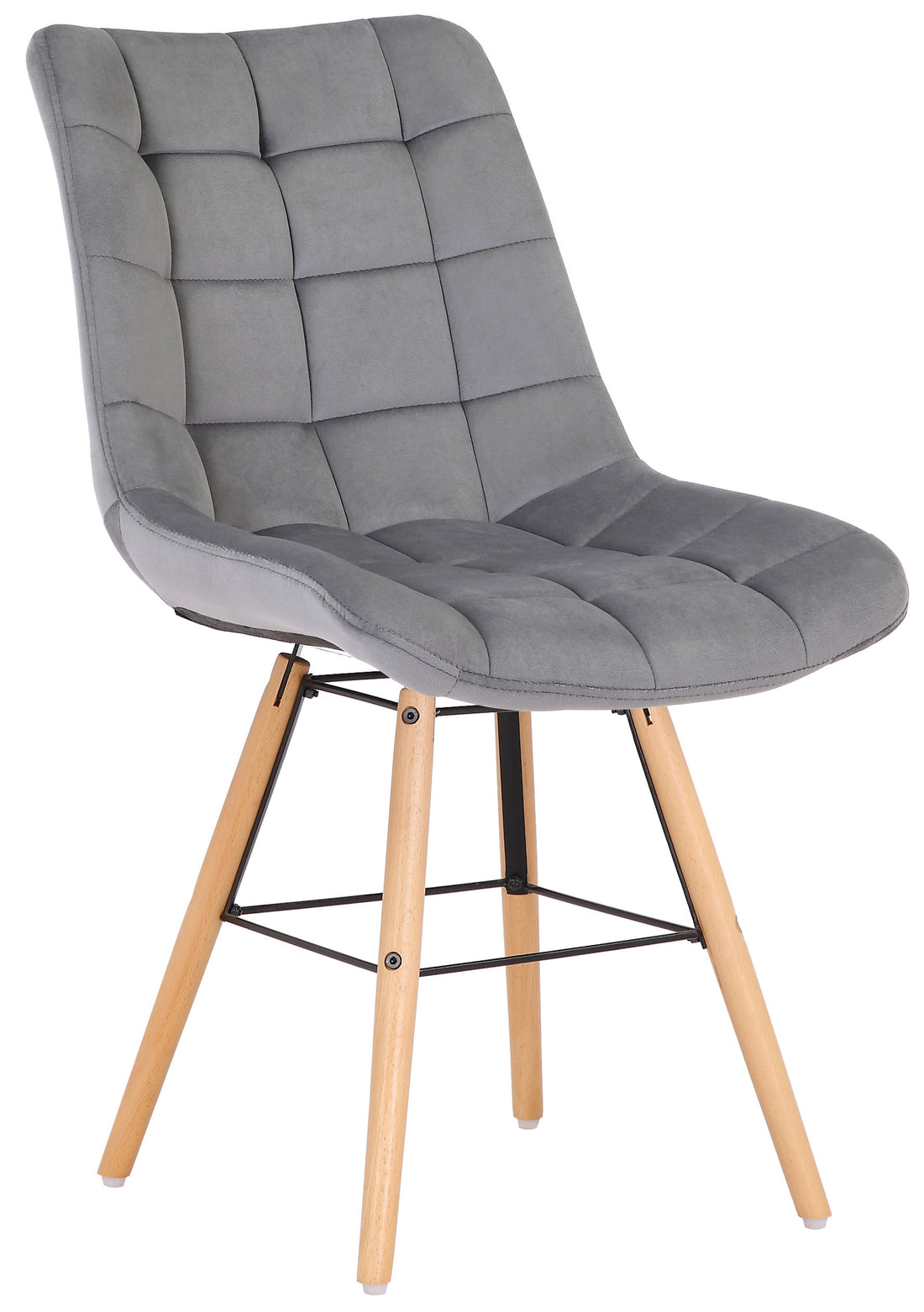 Eetkamerstoel Velvet - Fluwelen Stoel - Comfortabel Zitten, Houten en Metalen Poten Kleur grijs