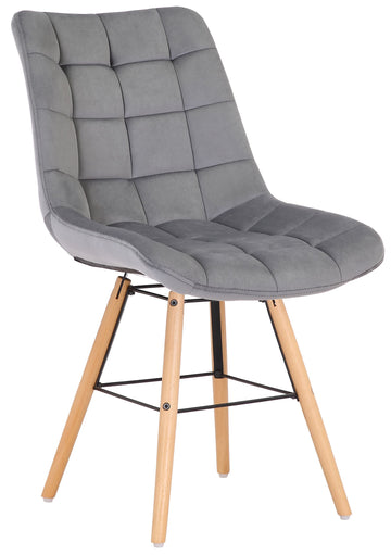 Eetkamerstoel Velvet - Fluwelen Stoel - Comfortabel Zitten, Houten en Metalen Poten Kleur grijs
