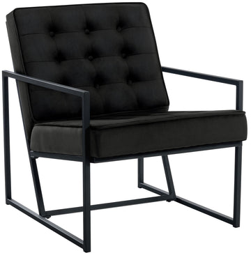 Velvet Lounger Stoel, Luxe Relaxstoel, Metalen Frame - Stijlvolle Comfortabele Zithoek Kleur zwart