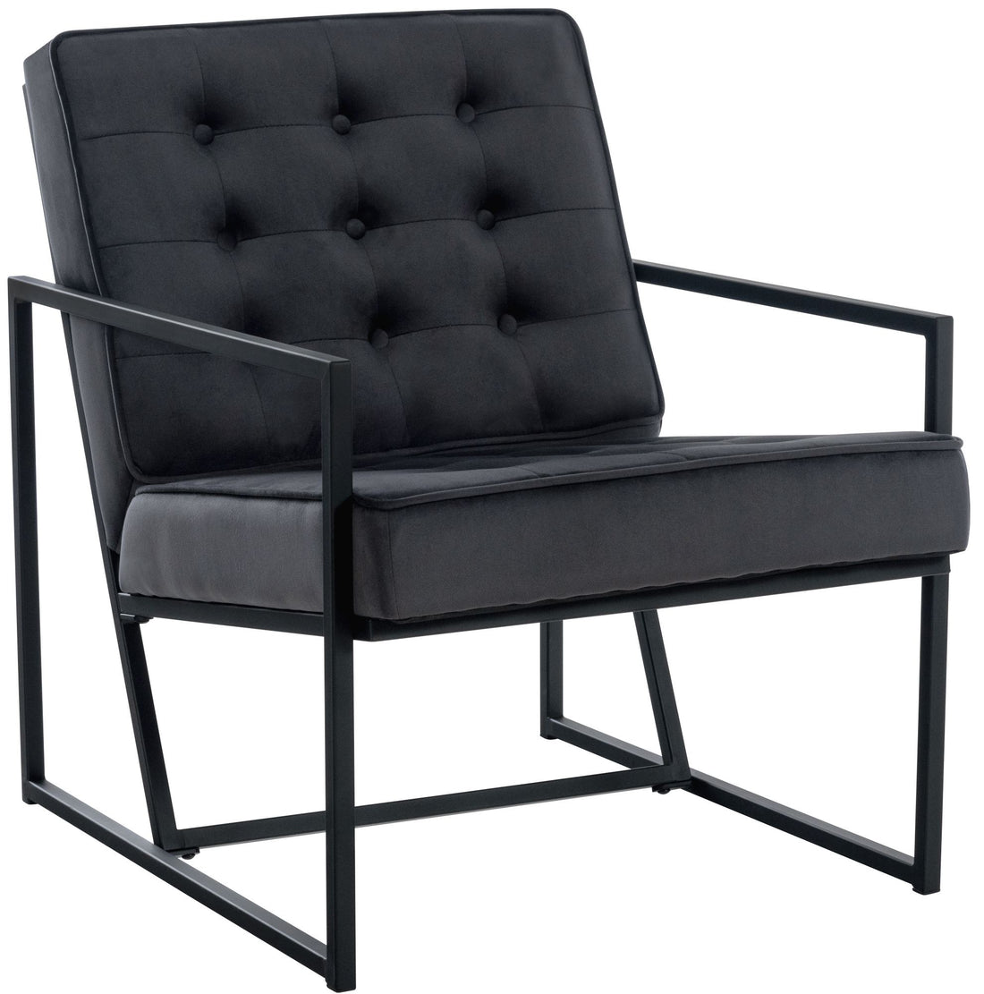 Velvet Lounger Stoel, Luxe Relaxstoel, Metalen Frame - Stijlvolle Comfortabele Zithoek Kleur zwart