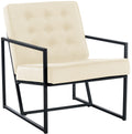 Velvet Lounger Stoel, Luxe Relaxstoel, Metalen Frame - Stijlvolle Comfortabele Zithoek Kleur crème