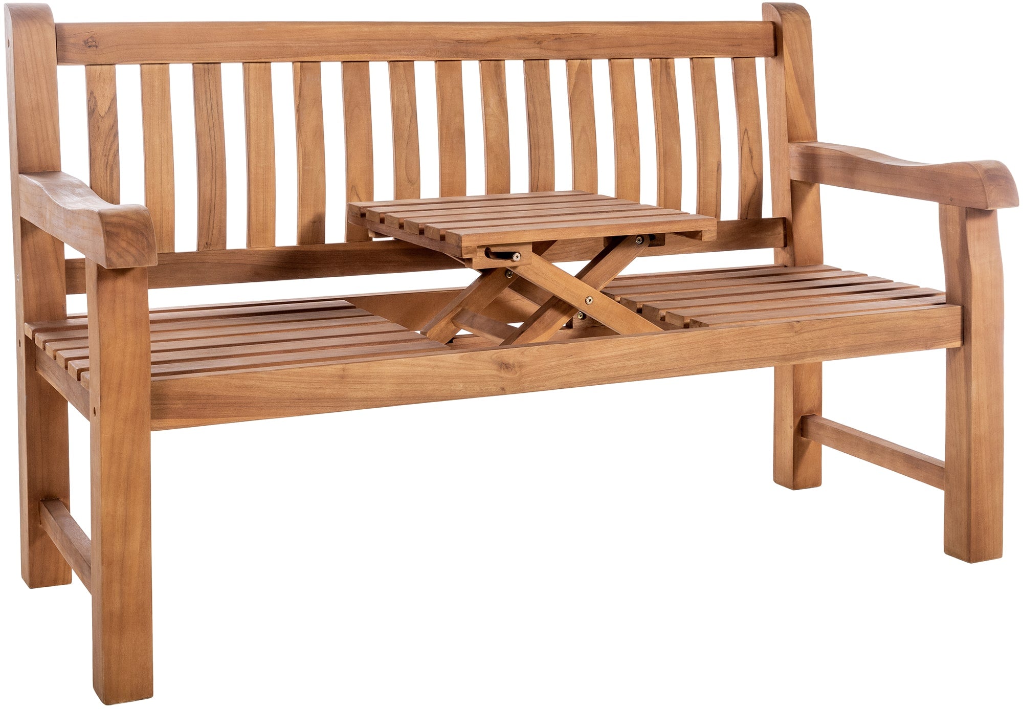 Stijlvolle Teakbank met Tafel - Tuinbank - Weerbestendig Teakhout Kleur teak