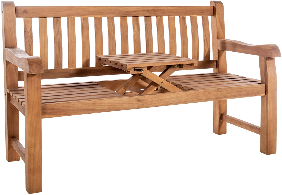 Stijlvolle Teakbank met Tafel - Tuinbank - Weerbestendig Teakhout Kleur teak