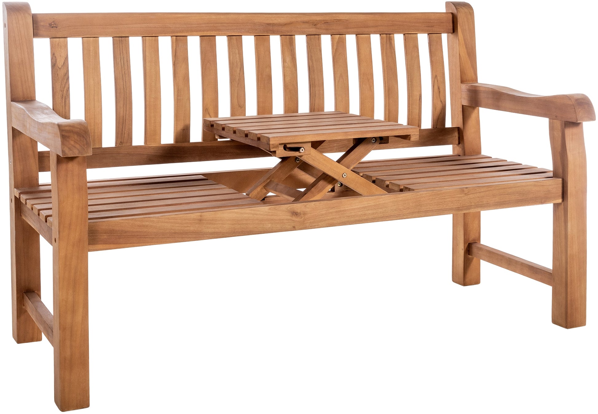 Stijlvolle Teakbank met Tafel - Tuinbank - Weerbestendig Teakhout Kleur teak