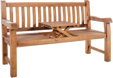 Stijlvolle Teakbank met Tafel - Tuinbank - Weerbestendig Teakhout Kleur teak