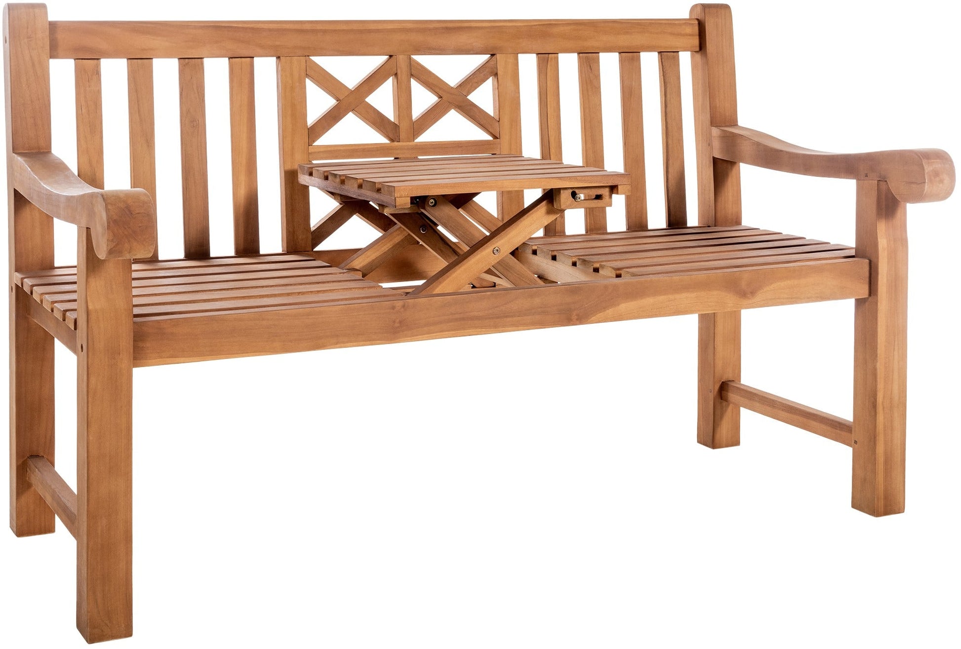 Teakhouten Bank met Tafeltje - Houten Zitbank - Weerbestendig voor Buiten en Binnen✔️ Kleur teak