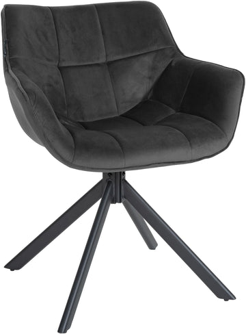 Eettafelstoel Fluweel - Keukenstoel - Ergonomisch Design & Onderhoudsvriendelijk Kleur donkergrijs