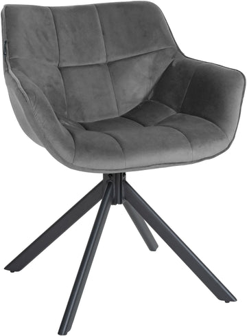 Eetkamerstoel - Fluwelen Stoel - Ergonomisch Zitcomfort Kleur grijs