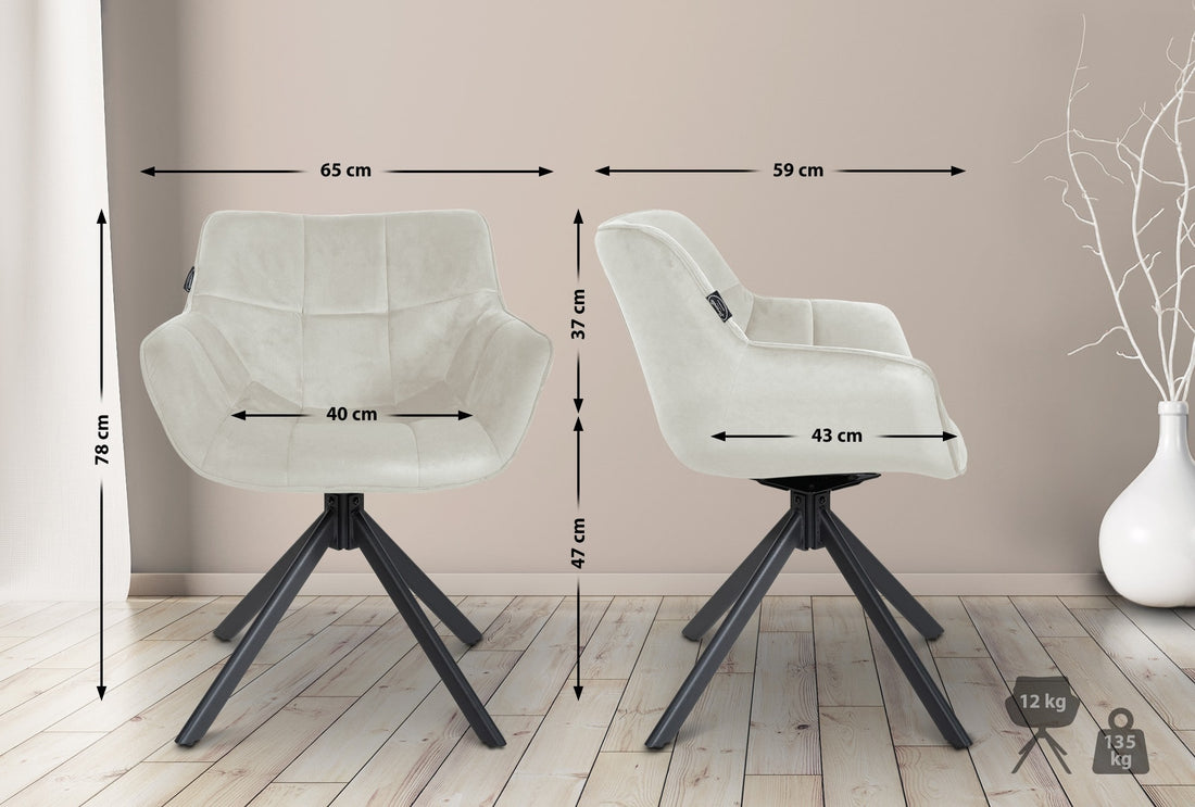 Fluwelen Eetkamerstoel - Velvet Stoel - Ergonomisch Comfort, Metal Frame Kleur crème