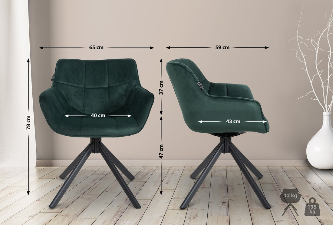 Fluwelen Eetkamerstoel - Dining Chair - Ergonomisch Comfort, Onderhoudsvriendelijk Design Kleur groen