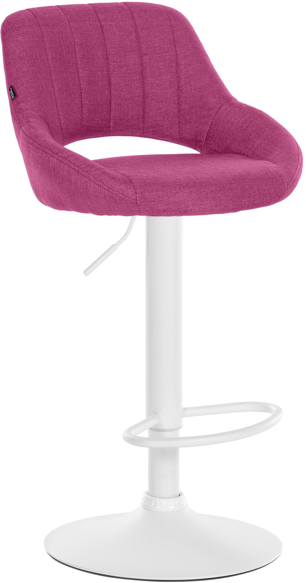 Moderne Barstoel - Kruk - Verstelbare Hoogte, 360° Draaibaar & Stoffen Bekleding Kleur lila Onderstel Kleur wit