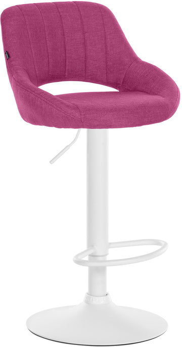 Moderne Barstoel - Kruk - Verstelbare Hoogte, 360° Draaibaar & Stoffen Bekleding Kleur lila Onderstel Kleur wit