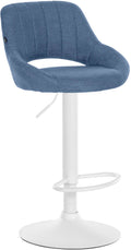 Moderne Barstoel - Kruk - Verstelbare Hoogte, 360° Draaibaar & Stoffen Bekleding Kleur blauw Onderstel Kleur wit