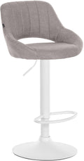 Moderne Barstoel - Kruk - Verstelbare Hoogte, 360° Draaibaar & Stoffen Bekleding Kleur grijs Onderstel Kleur wit