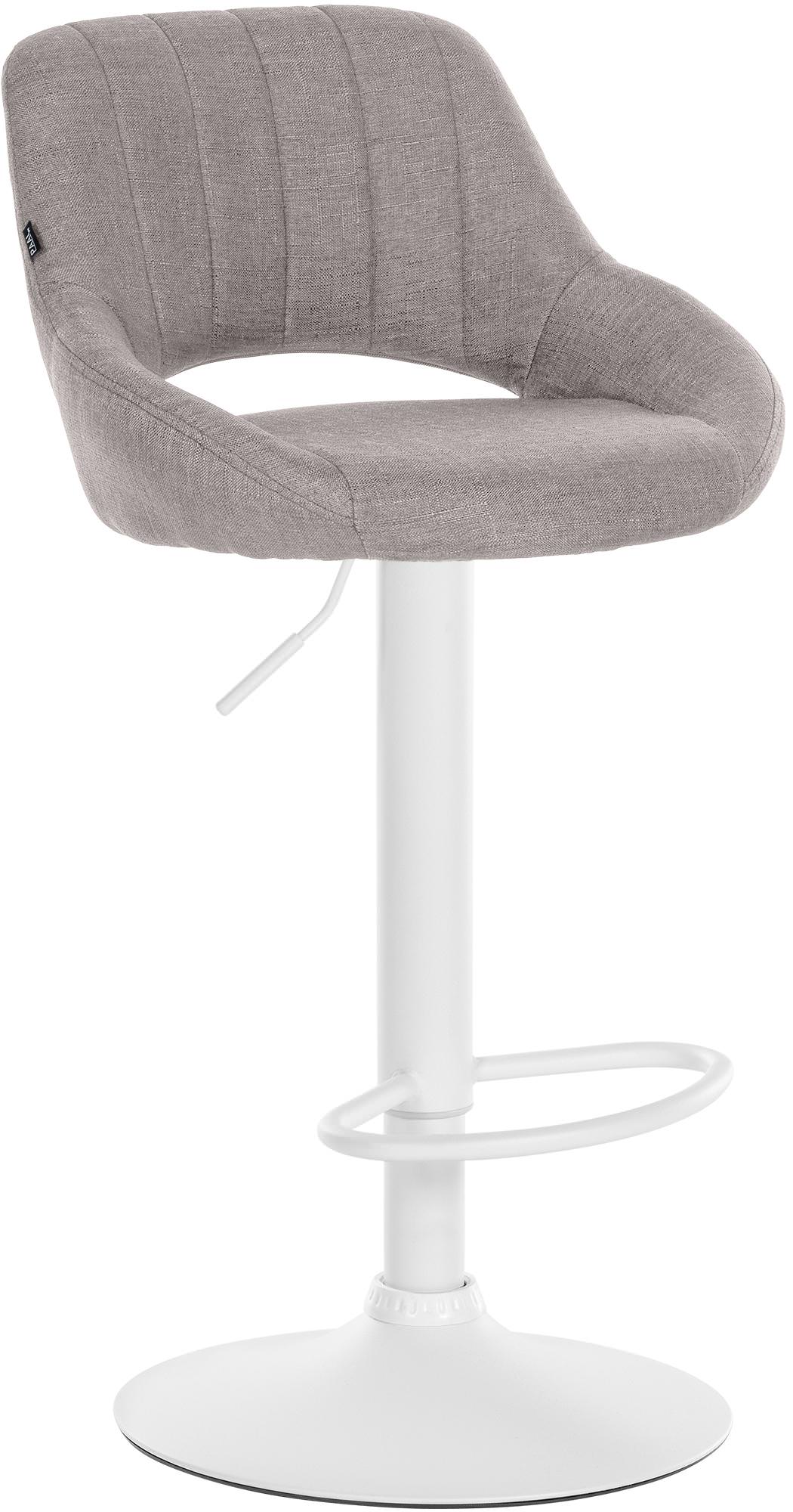 Moderne Barstoel - Kruk - Verstelbare Hoogte, 360° Draaibaar & Stoffen Bekleding Kleur grijs Onderstel Kleur wit